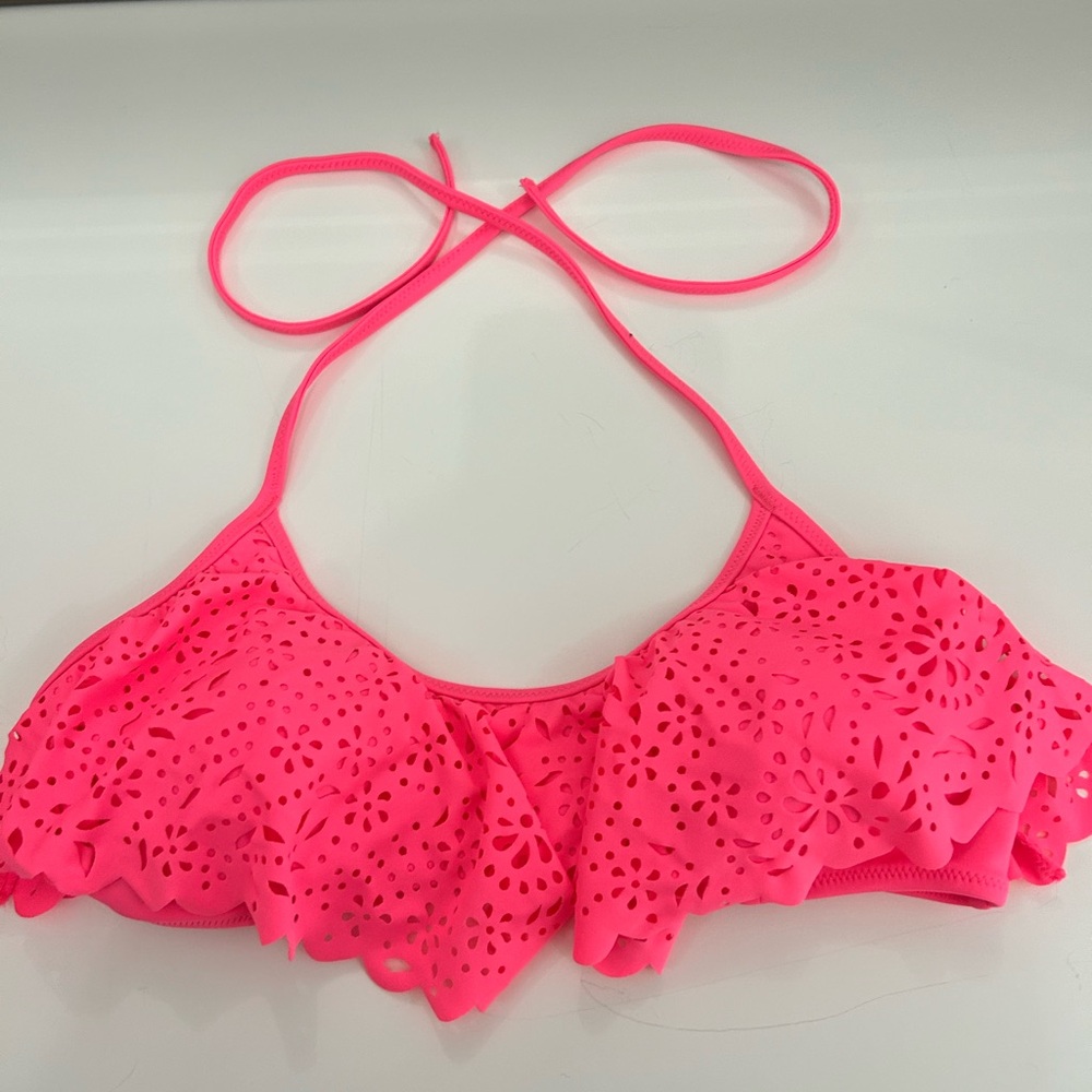 Pink Laser Cut Bikini Top
